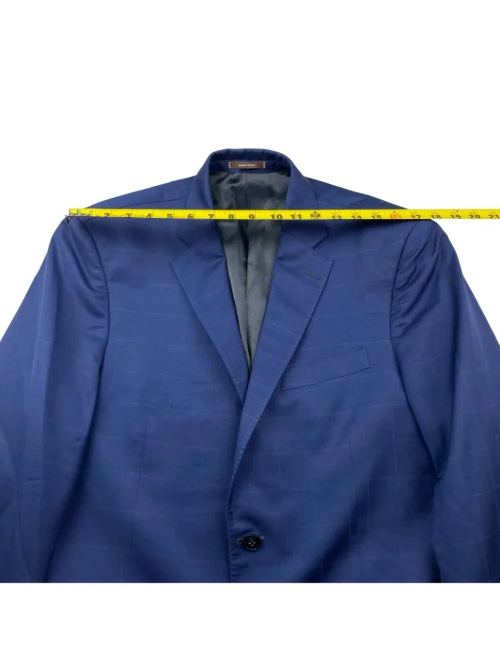 Peter Millar Men's 100% Wool 2-Button Blazer Jacket Blue Windowpane Plaid • 40R